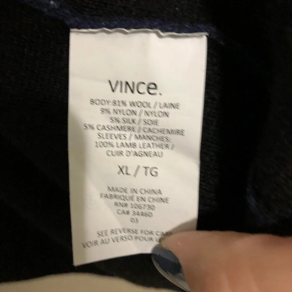 Vince Leather Cuff Wool Cashmere Sweater Jacket - Picture 9 of 9